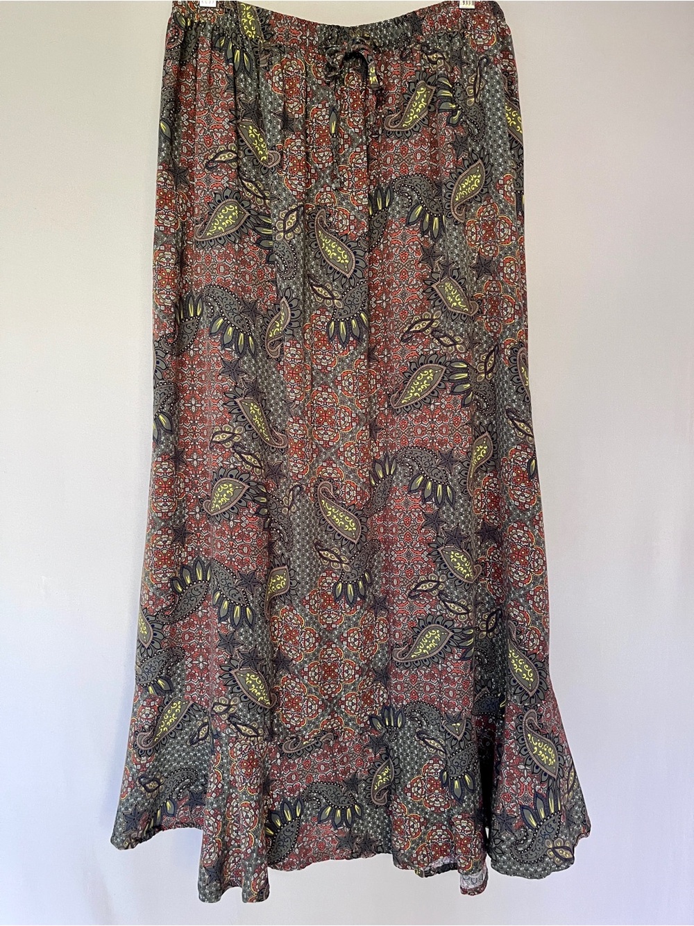 APRICOT Paisley Midi Skirt 100% Viscose Elastic Drawstring Waist US 12
